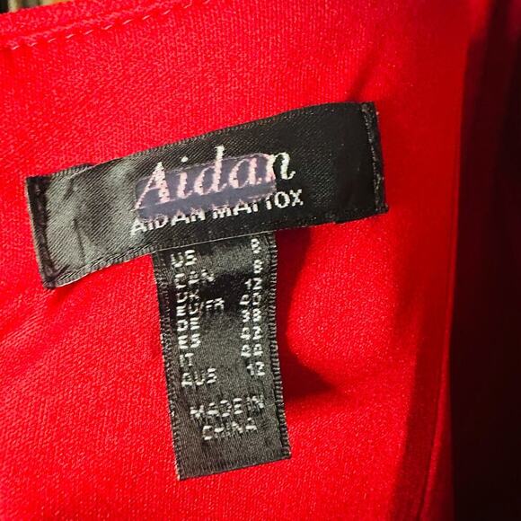 AIDAN MATTOX  Ferrari Red Lace Hemline Mermaid Cocktail Gown Dress Size US 8 - Picture 9 of 13